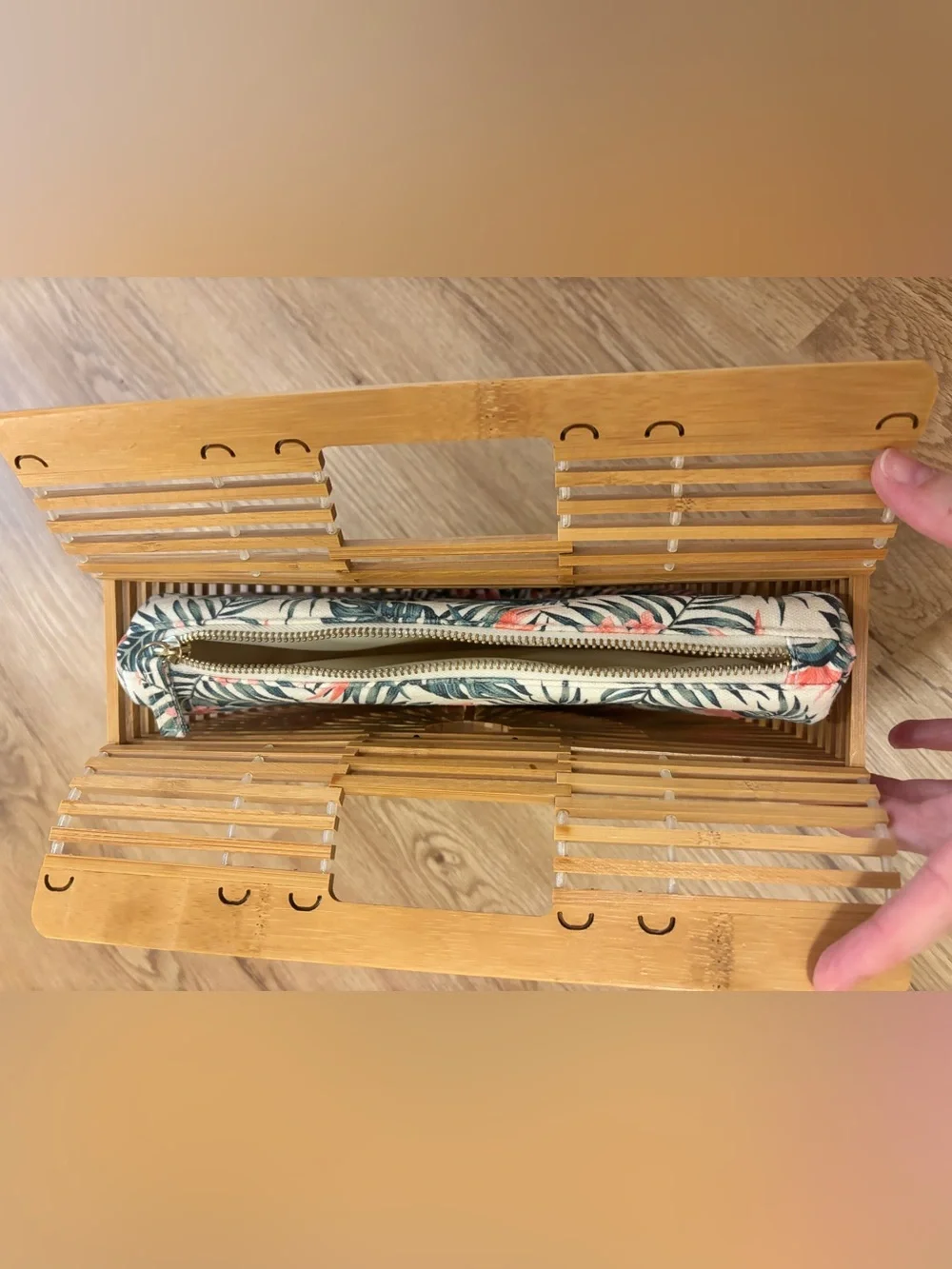 Bamboo Half-Moon Handbag - Natural Wood Fashion Tote